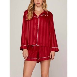 NEW WITH TAGS SHE + SKY satin pajama set in red size medium